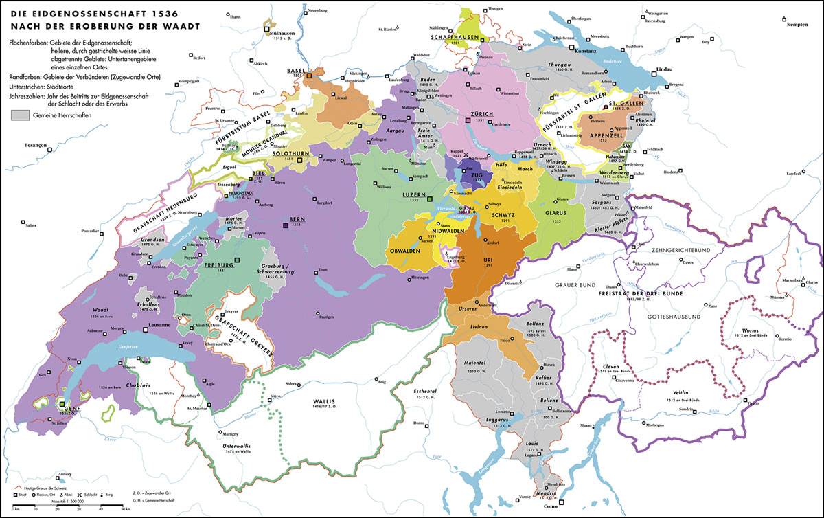 La Suisse en 1536.