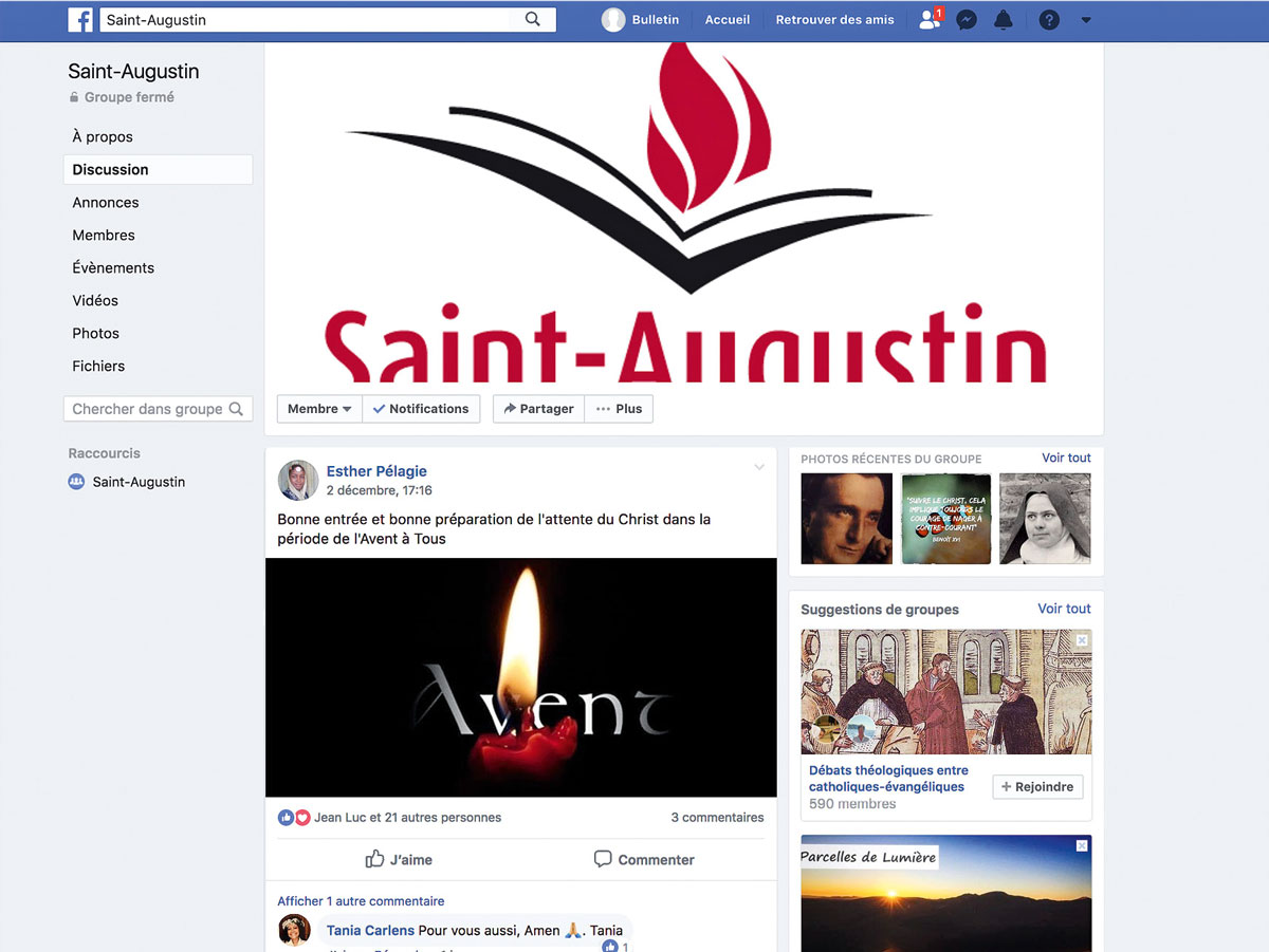 Le groupe Facebook Saint-Augustin