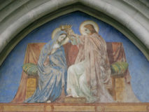 Fresque du couronnement de la Vierge, portail ouest, abbaye d’Hauterive