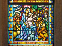 Scènes de la vie de Marie et Joseph, vitraux d’Eugène Dunand, église Saint-Joseph, Genève 